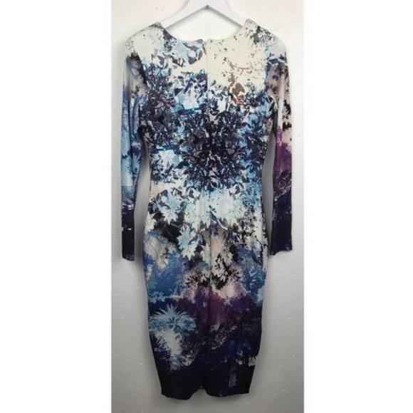 Revolve Talulah Midi Dress Watercolor Winter Falling Snowflake Bodycon Size L - Picture 5 of 11